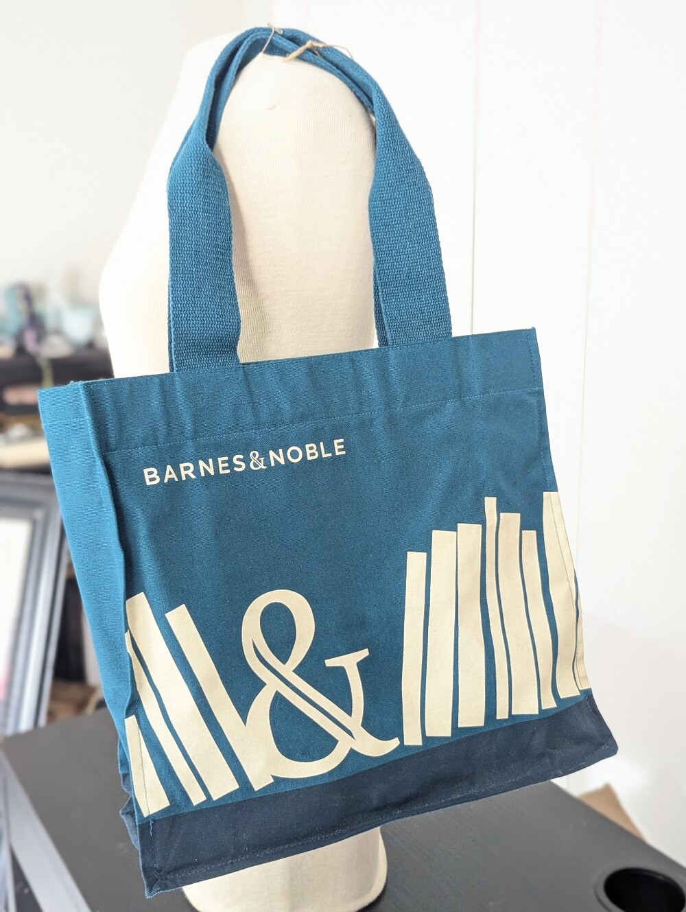 NWT Barnes & Nobel Teal Re-Wrap Fair Trade Cotton Tote Bag